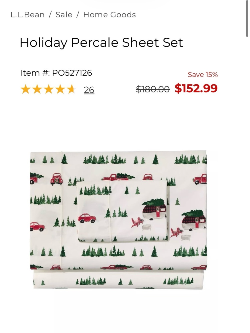 L.L. Bean Novelty Percale bedding set - Full (opened but never used!)